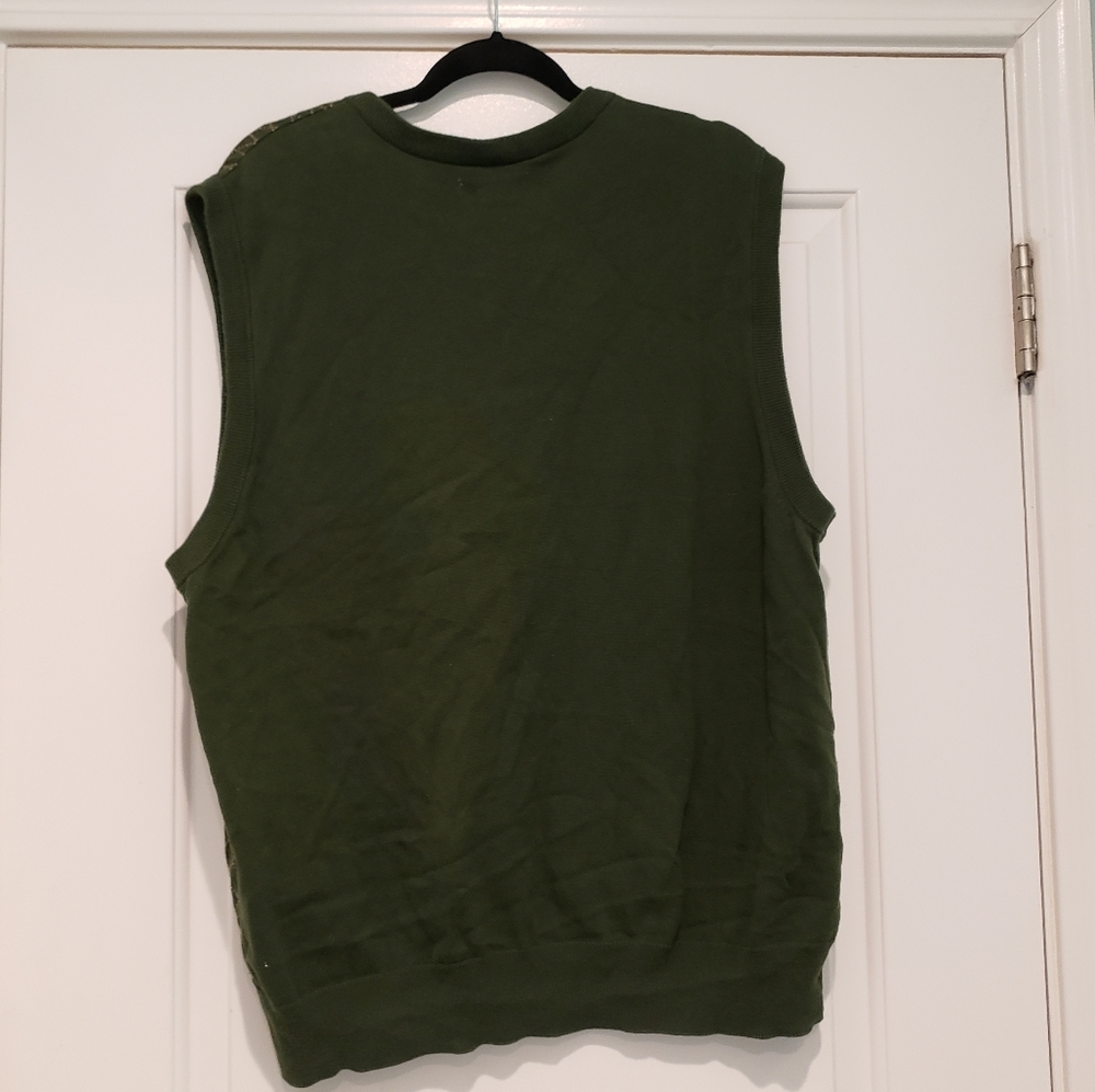 Saddlebred vest Green Beige Print Sz-L - Picture 5 of 6
